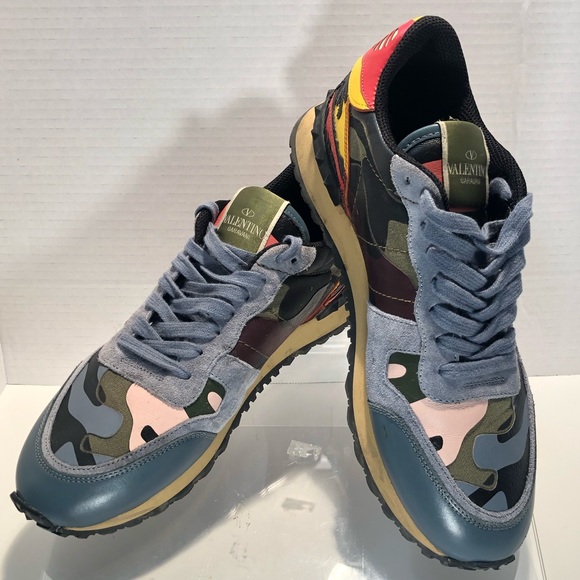 Valentino Garavani Hawaiian Couture Camo Print Low Top Sneakers Mens 39 - Picture 2 of 11